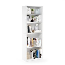 Estantería para libros Furinno JAYA, estantería de 5 niveles, estantería con 5 niveles, blanca