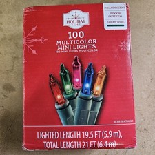 Multicolor Mini Lights 100 Count Holiday Time Christmas Indoor Outdoor Green