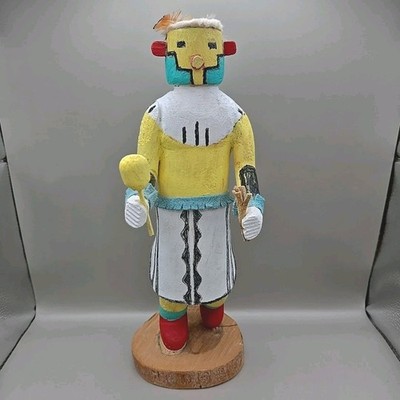 Handmade Hopi Native American 12'' Kachina Katsina Doll Signed Wood Base