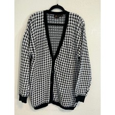 Vintage 90s Lizsport Houndstooth Cardigan Swe...