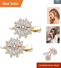 Luxury Rhinestone Flower Hair Clips - Alligator Metal Design for All Hair Types