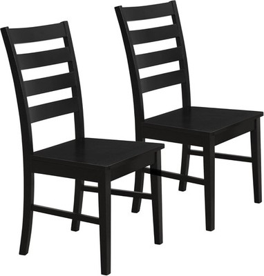Walker Edison Furniture Ladderback Wood Kitchen Dining Chair, Set Of 2, Black