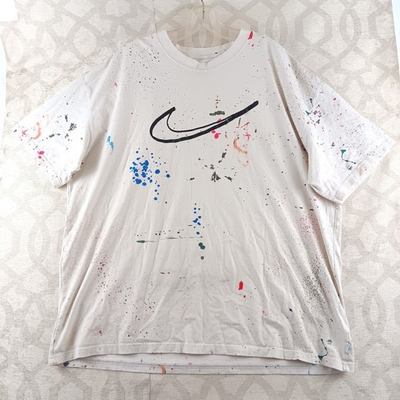 #ad Nike x Futura Breaking Paint Splatter T Shirt Men#x27;s XL White Graphic Tee $29.15