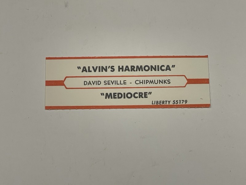 Jukebox Title Strip David Seville Chipmunks Alvin’s Harmonica Mediocre