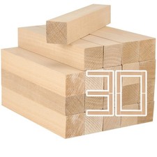 30 Pack 6 x 1 x 1 Inch Basswood Carving Blocks, Soft Solid Unfinished Wood Wh...