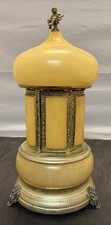 Vintage Italian Onyx & Reuge Music Box Carousel Cigarette Lipstick Holder MCM