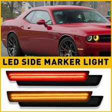 4pcs Smoked Amber Red Led Side Marker Lights Lamp For 2015-2022 Dodge Challenger 4pcs Smoked Amber Red Led Side Marker Lights Lamp For 2015-2022 Dodge Challenger