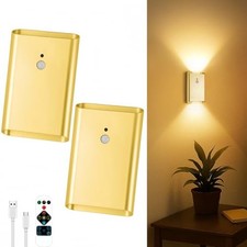 Battery Operated Wall Sconce Set of 2: 5000mAh Rechargeable Motion 2 Pack Gold