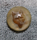 Vintage Antique Pressed Carved Horn Picture Button FOX HEAD — photo 1