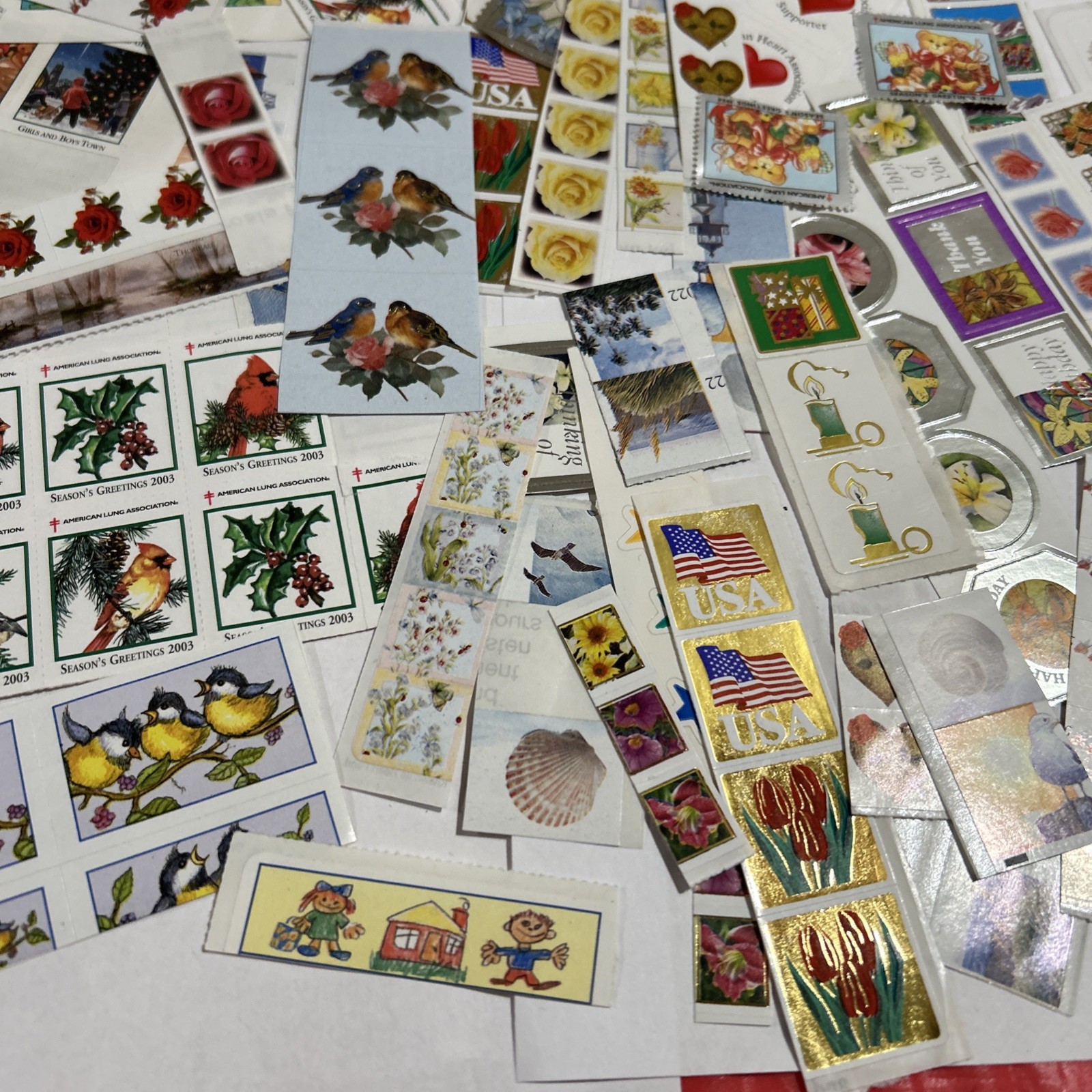 Huge Lot Easter Seals, WWF,   Stickers Stamps, Birds Flowers, Panda, Mini, Mail