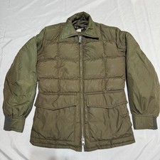 VTG Sun Faded Tempco Goose Down Quilted Puffer Zip Up Jacket OD Army Green Sz. M