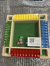 4 Way Shut The Box Game Large Wooden Board with Dice Math Family Game 9 Inch
