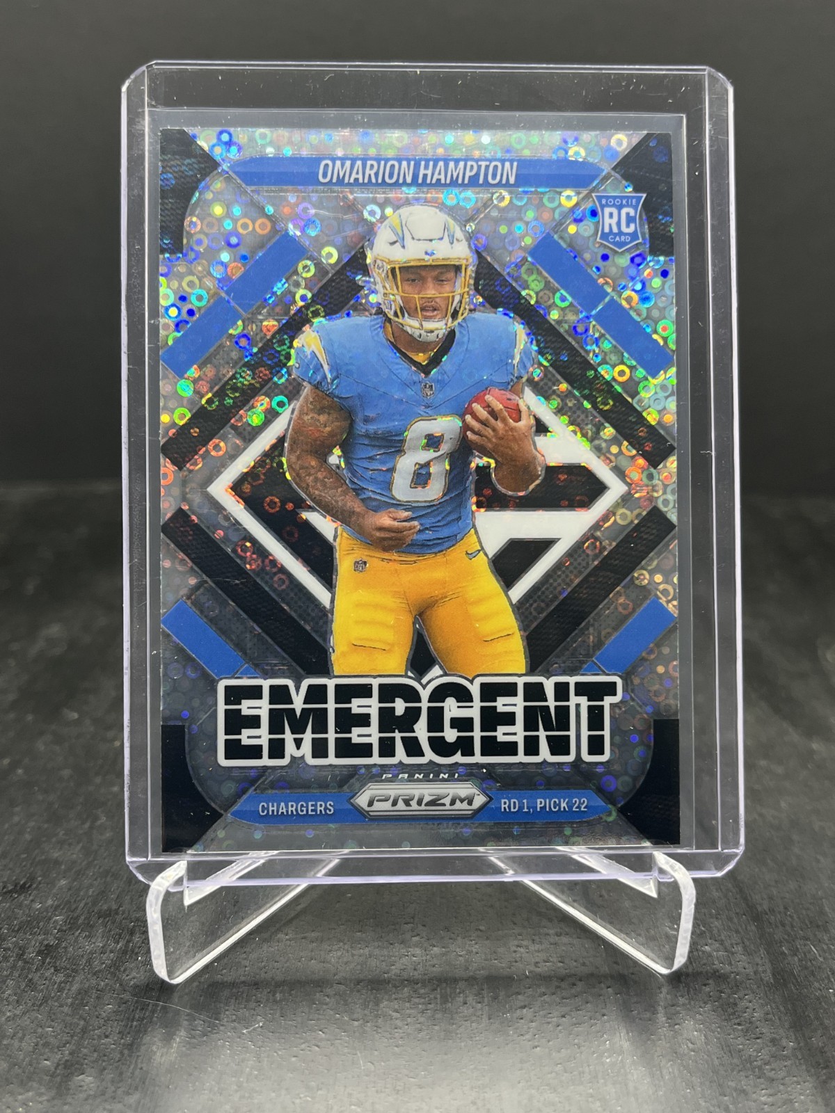 2025 Panini Prizm Football Omarion Hampton RC Rookie Emergent No Huddle #9