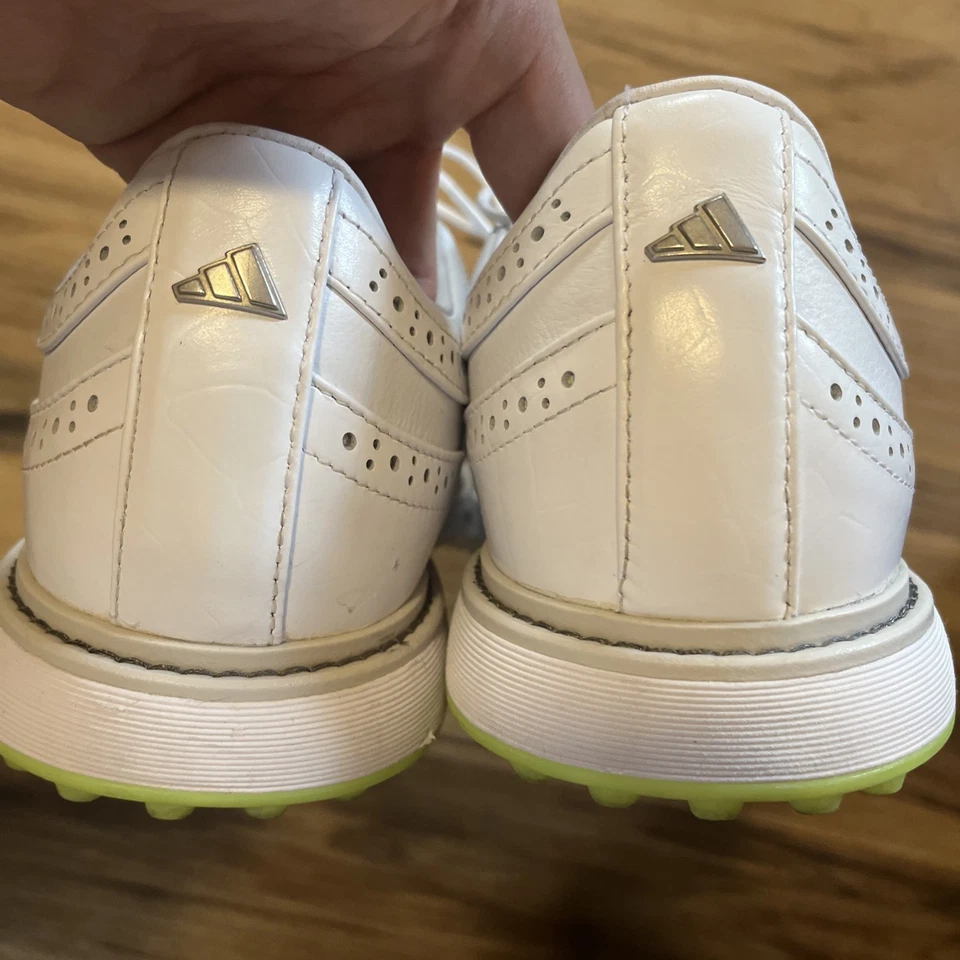 Adidas MC80 Spikeless Men’s Oxford Golf Shoes (11 / White $ Neon Yellow) - Image 4 of 4
