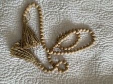 Natural Wooden Bead 5 Ft Garland with Tassels Decor