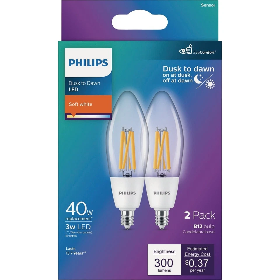 Philips 40W Equivalent Soft White B11 Dusk to LED Decorative Light Bulb - Image 3 of 4