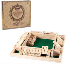 Shut The Box Wooden Dice Game 4-Sided Classic Board Game 10 Dice for Kids Adults