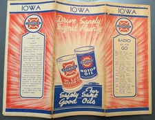 Champlin Gasoline Map of Iowa 1941 -- Ships Free in US