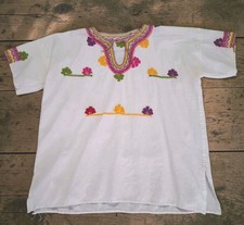 Blusa Tradicional Valladolid Mediana Hecha a Mano Top Mexicana Huipil Bordada
