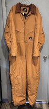 Walls Blizzard Pruf Mens Large Short Insulated Duck Canvas Coveralls Brown 2XL