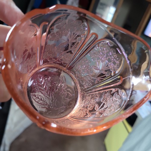 Cherry Blossom Pink Jeannette Creamer Flat 6 oz. 1930's Depression Glass - Picture 2 of 5