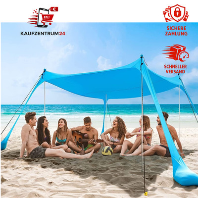 Sonnenschutz Strandmuschel 3x3m UPF50+ für 6-8 Personen tragbar