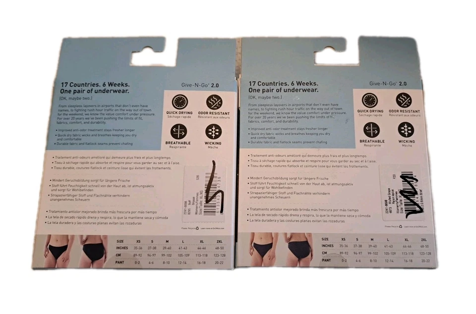 Nuevo 2 pares de calzoncillos de bikini para mujer ExOfficio Give-N-Go 2.0 XL Buff y lavanda Foto 4 de 4