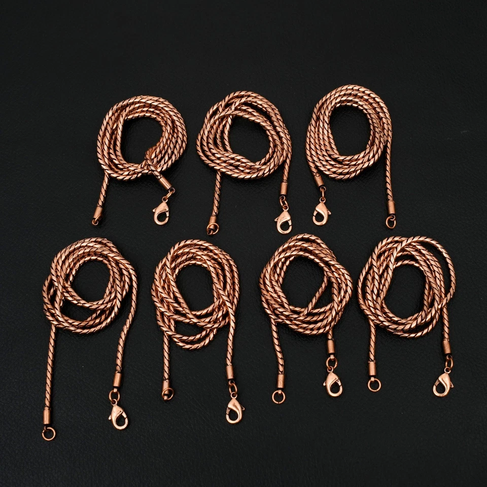 7 Stck. 22 Zoll Kupfer Perlen & Haken Karabinerverschluss hochwertige Schlangenkette LOT-132