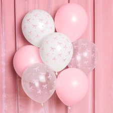 Bow Theme Party Balloons, 24Pk 12 Inch, Bridal Shower Decor, Pink