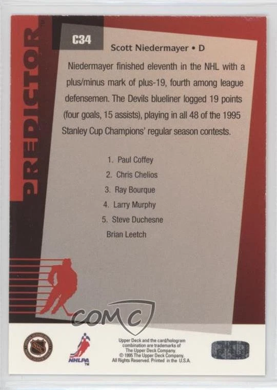 1994-95 Upper Deck Predictor Canadian Winners Prizes Gold Scott Niedermayer HOF - Image 2 of 2