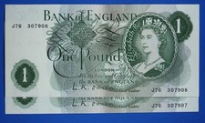 2 1960 Bank of England One pound £1, O