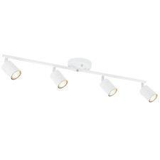 LED 4 Light Track Lighting Kit, White 4 Way Ceiling Spot Lighting, Flexibly R...