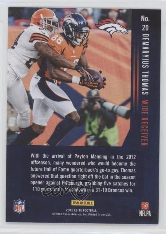 2013 Panini Elite Zoning Commission Silver Demaryius Thomas #20 - Image 2 of 2