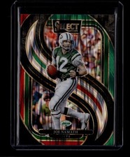 2024 Panini Select Joe Namath #170 Premier Green and Red Prizm Shock Jets