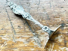 Antique 1902 Sterling Silver Whiting Lily Baby Food Pusher Engraved “Peter”