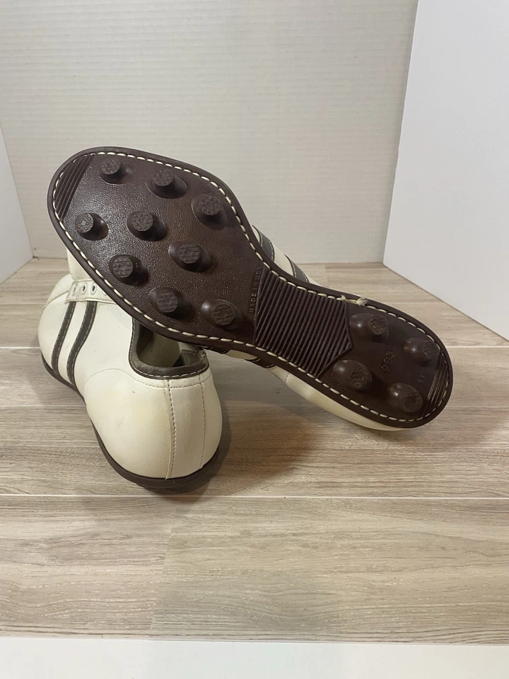 Chuteiras de beisebol vintage Wilson borracha tamanho 11 Deadstock EUA branco marrom sem cadarços - Imagem 4 de 4