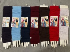 Solid Color Full Arm Acrylic Knit Fingerless Gloves Arm Warmers OS