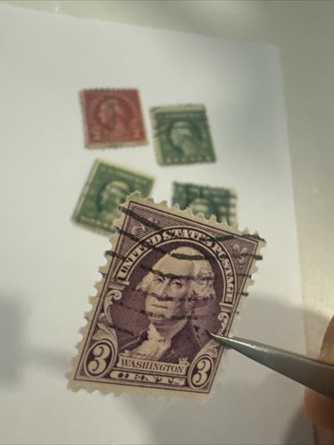 Rare 1932 US 3 Cent George Washington Stamp Purple / Violet w/Black - Picture 2 of 4