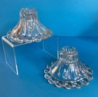 Pair Vintage Candle Holders Anchor Hocking Berwick Hobnail Boopie Glass Set Two
