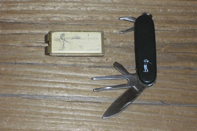 Two Pre-Owned Golf Theme Items - Multi-tool Golf Pocketknife & Golf Money Clip