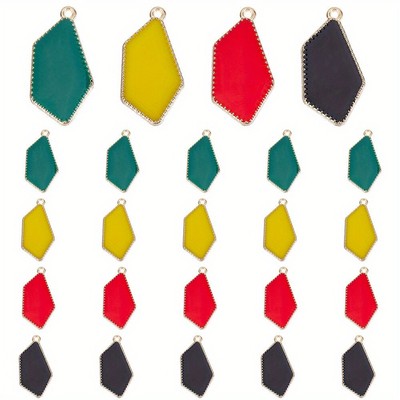 1box 24pcs 4 style Alloy Enamel Pendants Polygon Mixed color 31x16x2.5mm Hole