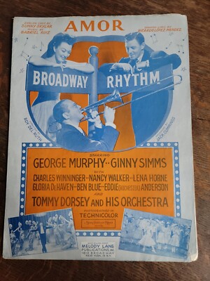 Amor Broadway Rhythm Murphy Simms Tommy Dorsey Movie Sheet Music Vintage 1943