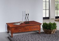 Kolonialstil Couchttisch Mit Schublade Holz Akazie Massiv Wohnzimmertisch Dunkel