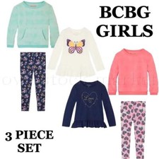 NEW GIRLS BCBG GIRLS 3 PIECE SET PLUSH TOP, LONG SLEEVE TOP  LEGGING VARIETY