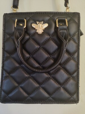 Deluxity Los Angeles Vegan faux leather crossbody bag With Gold Bee