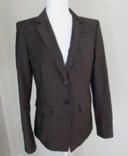 ANN TAYLOR womens size 4 brown 2 button virgin wool blend career blazer