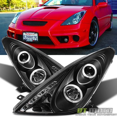 For Black 2000 2005 Toyota Celica Led Halo Projector Headlights Lamps Left Right Ebay