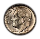 1947 10c Silver Roosevelt Dime - BU - SKU-E0590