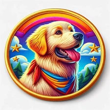 Golden Retriever Dog Patch Face Cut out Iron on/Sew on Applique For Clothes