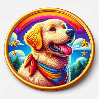 Golden Retriever Dog Patch Face Cut out Iron on/Sew on Applique For Clothes 